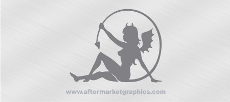 Devil Girl Holding Tail Decal